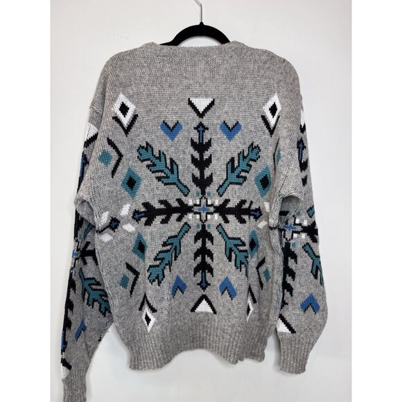 VTG 70s Tyrolia HEAD Pullover Ski Wool Sweater Men L Aztec Southwest Gray READ - Picture 9 of 15